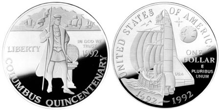 1992 Columbus Silver Dollar 1992 Columbus Silver Dollar