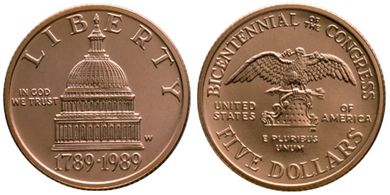 1989 Congress Bicentennial $5 Gold