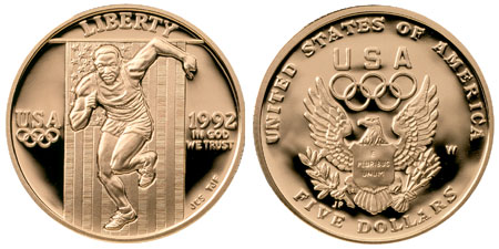 1992 Olympic $5 Gold