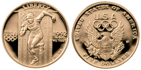 1992 Olympic $5 Gold Commemorative Coin