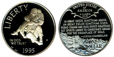 1995 Civil War Silver Dollar