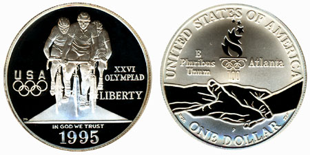 1995 Olympic Cycling Silver Dollar