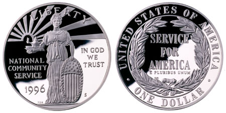 1996 Community Service Silver Dollar