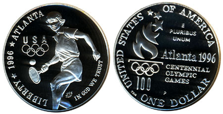 1996 Olympic Tennis Silver Dollar