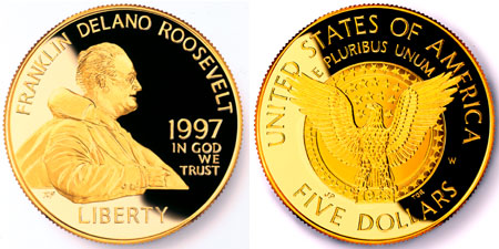 1997 Franklin D. Roosevelt $5 Gold Commemorative Coin