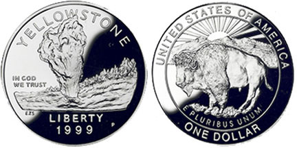 1999 Yellowstone National Park Silver Dollar