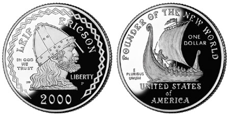 2000 Leif Ericson Silver Dollar