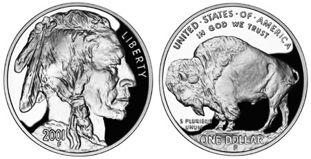 2001 American Buffalo Commemorative Uncirculated Silver Dollar 