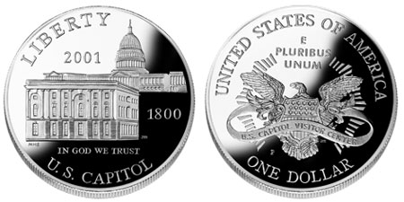2001 Capitol Visitor Center Silver Dollar