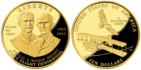 2003 First Flight $10 Gold Coin