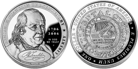 06 Benjamin Franklin Silver Dollar Commemorative Coin