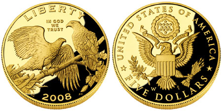 2008 Bald Eagle 5 Gold Commemorative Coin