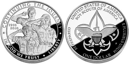 2010 Silver Proof BSA Boy Scouts Centennial Silver Dollar w/Original Box & COA 