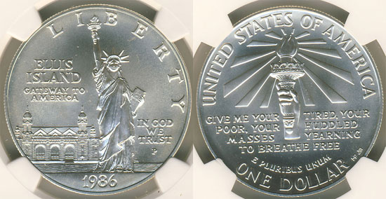 1986 Statue of Liberty Silver Dollar