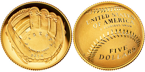 2014 National Baseball Hall of Fame $5 Gold Coin