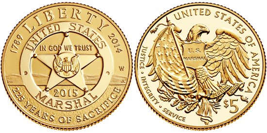 2015 US Marshals $5 Gold Coin