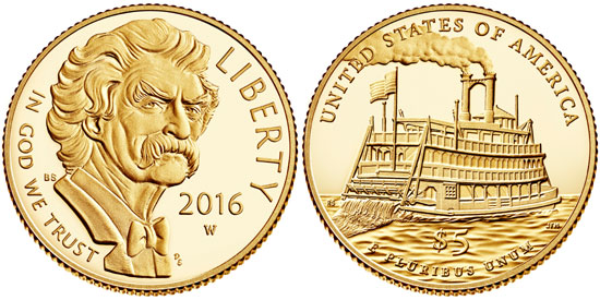 2016 Mark Twain $5 Gold Coin